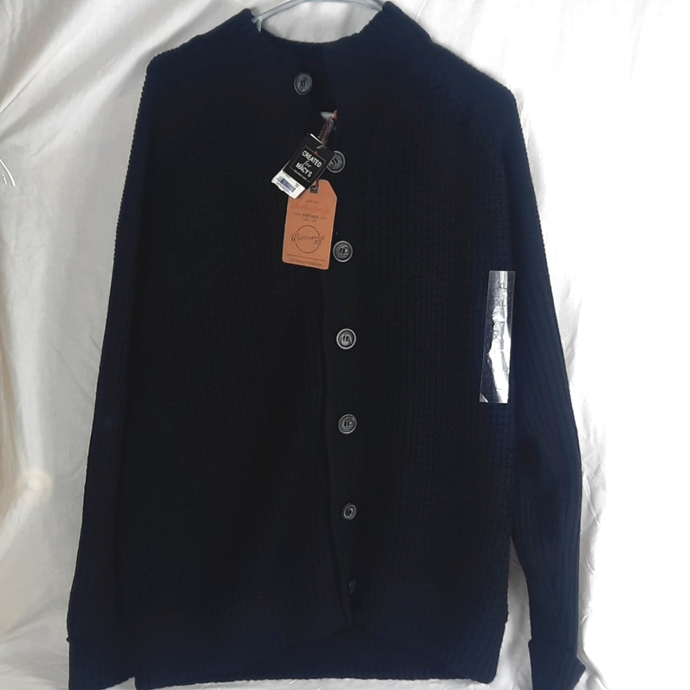 Original Waterproof Vintage Womens Sweater XL Black Front Button Up NEW
